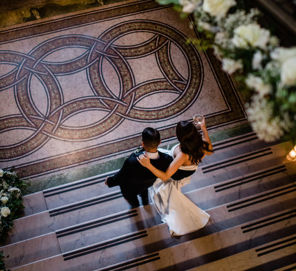 Wedding couple on stairs