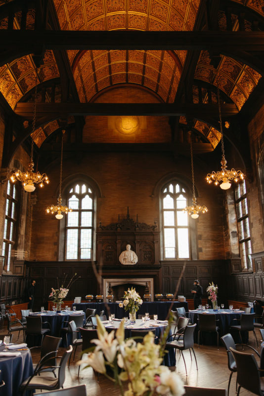 The Refectory set up for a wedding reception